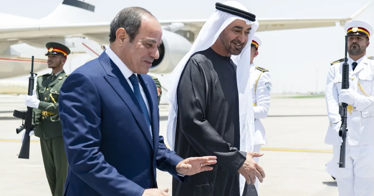 محمد بن زايد والسيسي يتفقدان "مفرزة مقاتلات مصرية" متمركزة في الإمارات