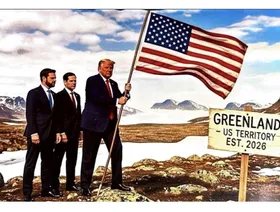 صورة بالذكاء الاصطناعي.. ترمب يضع العلم في جرينلاند: أرض أميركية