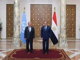 السيسي وجوتيريش يشددان على "حتمية حل الدولتين" كمسار وحيد للاستقرار