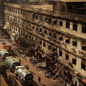 باكستان.. إزالة أنقاض حريق كراتشي ومخاوف بشأن مصير عشرات المفقودين