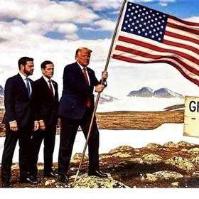 صورة بالذكاء الاصطناعي.. ترمب يضع العلم في جرينلاند: أرض أميركية