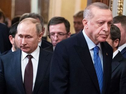 الرئيس التركي رجب طيب أردوغان والرئيس الروسي فلاديمير بوتين - REUTERS 