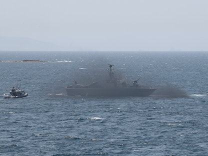 قارب تابع للقوات البحرية الإسرائيلية بالقرب من المنطقة الحدودية مع لبنان في البحر المتوسط - 4 مايو 2021 - REUTERS