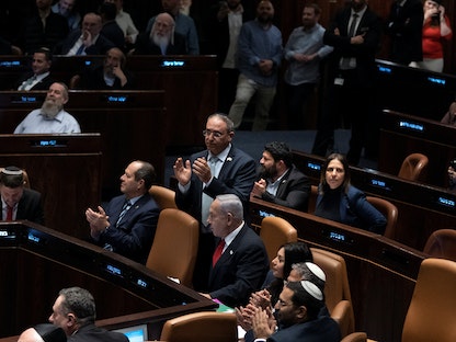 رئيس الوزراء الإسرائيلي بنيامين نتنياهو خلال جلسة في الكنيست- 20 فبراير 2023 - AP