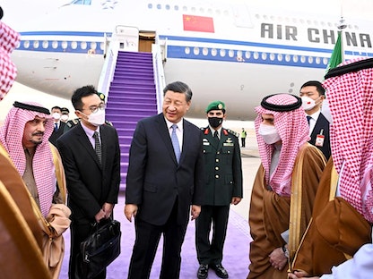 الرئيس الصيني شي جين بينج يصل الرياض في مستهل زيارة تستغرق 3 أيام. 7 ديسمبر 2022 - twitter/spagov