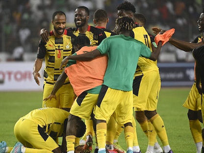 احتفال لاعبي غانا بعد التأهل لكأس العالم 2022 - AFP
