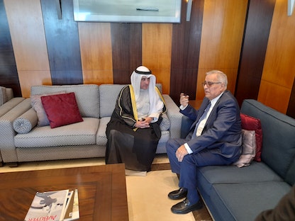 وزير الخارجية اللبناني عبد الله بو حبيب يستقبل نظيره الكويتي الشيخ أحمد ناصر المحمد الصباح في بيروت - 1 يوليو 2022 - كونا