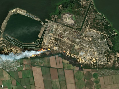 صورة جوية لحريق محطة زابوريجيا للطاقة النووية بأوكرانيا - 25 أغسطس 2022 - via REUTERS