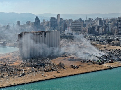 صورة جوية لمرفأ بيروت بعد الانفجار - AFP