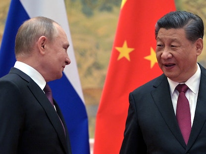 الرئيس الصيني شي جين بينج يستقبل الرئيس الروسي فلاديمير بوتين في بكين - 4 فبراير 2022 - REUTERS