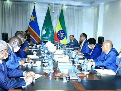 وزير خارجية الكونغو الديمقراطية الذي تترأس بلاده الاتحاد الإفريقي يخوض مشاورات مع مسؤولين إثيوبيين في أديس أبابا، 15سبتمبر 2021 