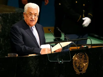 الرئيس الفلسطيني محمود عباس يلقي كلمة أمام الجمعية العامة للأمم المتحدة في نيويورك. 20 سبتمبر 2017 - REUTERS