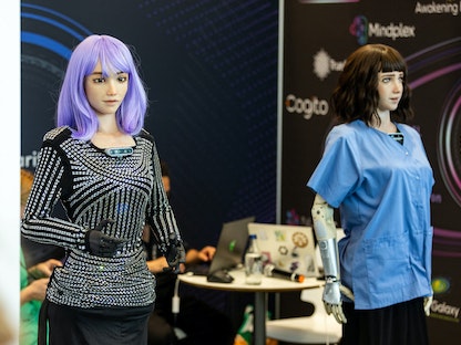 صورة للروبوت البشري "ديزدمونا" في مؤتمر "الذكاء الاصطناعي من أجل الخير" في سويسرا. 6 يوليو 2023.  - REUTERS