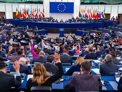 جلسة سابقة للبرلمان الأوروبي في ستراسبورج، فرنسا - الصفحة الرسمية لرئيسة البرلمان الأوروبي روبرتا ميتسولا https://twitter.com/EP_President/