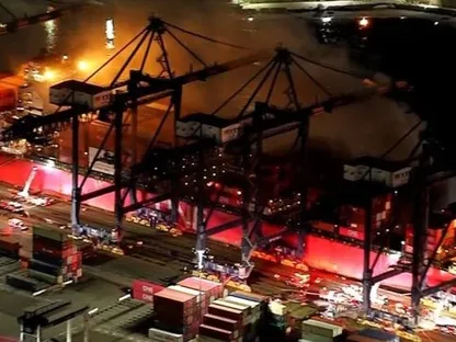 ميناء لوس أنجلوس يكافح حريقاً ضخماً على متن سفينة تحوي مواد خطرة