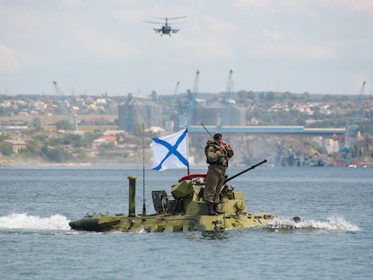 تدريب لمشاة البحرية الروسية في شبه جزيرة القرم- 26 يوليو 2018 - AFP
