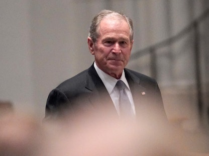الرئيس الأميركي الأسبق جورج بوش خلال إحدى المناسبات في تكساس. 2018 - REUTERS