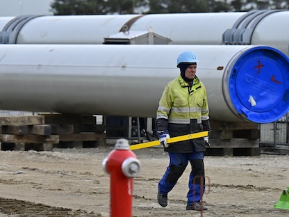 أعمال الإنشاءات في خط أنابيب الغاز الروسي "نورد ستريم 2" شمالي ألمانيا - 26 مارس 2019 - AFP