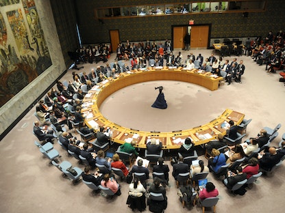 مجلس الأمن الدولي خلال جلسة له في مقر الأمم المتحدة في نيويورك. 19 مايو 2022 - AFP