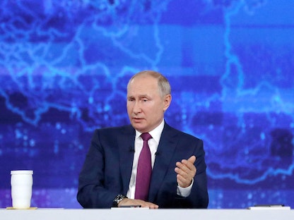 الرئيس الروسي فلاديمير بوتين يشارك في برنامج تلفزيوني للإجابة على أسئلة المواطنين -  30 يونيو 2021 - AFP