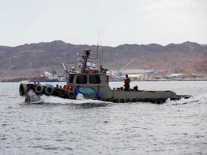 زورق تابع للبحرية الإسرائيلية في البحر الأحمر قبالة شاطئ إيلات- 16 يوليو 2018 - REUTERS