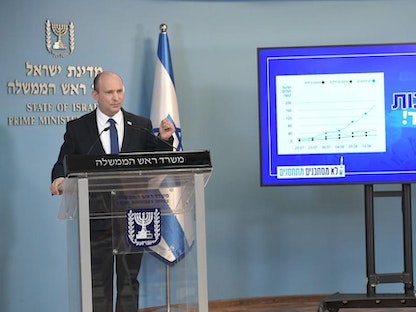 رئيس الوزراء الإسرائيلي نفتالي بينيت في إحاطة إعلامية، 19 أغسطس 2021 - twitter@IsraeliPM
