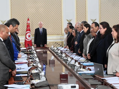 الرئيس التونسي قيس سعيد خلال اجتماع الحكومة في قصر قرطاج. 19 مايو 2022  - FACEBOOK/@Presidence.tn