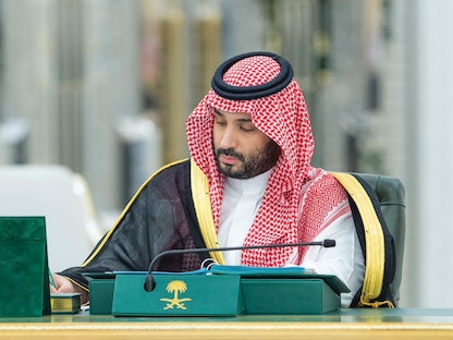 ولي العهد السعودي الأمير محمد بن سلمان خلال اجتماع لمجلس الوزراء. 11 أبريل 2023 - twitter/spagov