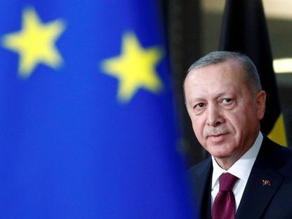 الرئيس التركي رجب طيب أردوغان خلال زيارة لبروكسل - 9 مارس 2020 - REUTERS