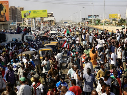 مظاهرات لدعم الحكومة المدنية في العاصمة السودانية الخرطوم - 21 أكتوبر 2021 - REUTERS
