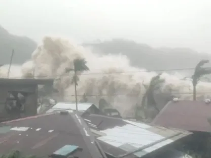 لأمواج عاتية سببها الإعصار   فونج وونج  في الفلبين. 9 نوفمبر 2025 - Reuters