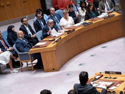 الممثل الدائم لإيران لدى الأمم المتحدة أمير سعيد إيرواني خلال جلسة لمجلس الأمن الدولي. نيويورك. 22 يونيو 2025 - Reuters