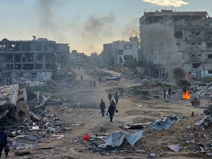 منظر للدمار الذي خلفه الجيش الإسرائيلي في شمال غربي مدينة غزة بعد انسحابه منها. 1 فبراير 2024 - AFP