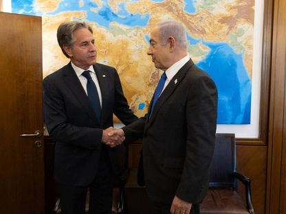 رئيس الوزراء الإسرائيلي بنيامين نتنياهو يلتقي وزير الخارجية الأميركي الوزير أنتوني بلينكن في تل أبيب. 10 يونيو 2024 - AFP