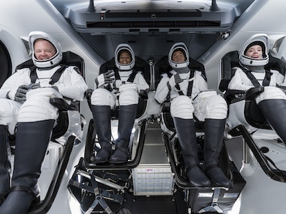 ركاب مركبة "إنسبيرايشن4" في الفضاء- 17 سبتمبر 2021 - twitter.com/SpaceX