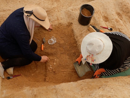 ورشة الحفر والتنقيب في الموقع الأثري في غزة. 24 يوليو 2023 - REUTERS