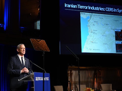 وزير الدفاع الإسرائيلي بيني جانتس خلال مؤتمر لصحيفة "جوريزاليم بوست" - 12 سبتمبر 2022 - Twitter@gantzbe