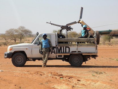 عناصر من قوات حفظ السلام التابعة للأمم المتحدة في إقليم دارفور بالسودان- 15 فبراير 2021 - AFP