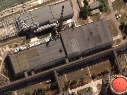 صورة ملتقطة عبر الأقمار الاصطناعية لمحطة زابوروجيا النووية والمنطقة المحيطة بها، 29 أغسطس 2022 - AFP