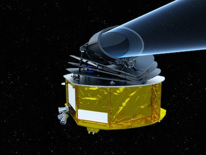 رسم تصوري للتلسكوب "أرييل" الذي سيقوم بمهمة استكشاف الفضاء في العام 2029 - Ariel Space Mission/Twitter