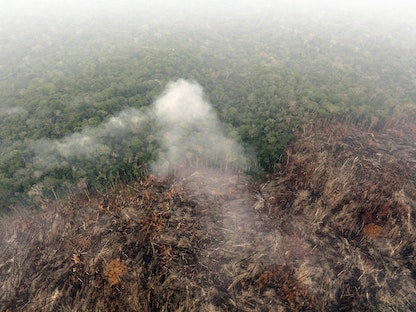 جانب من اشتعال الحرائق في غابات الأمازون شمال البرازيل، 2 سبتمبر 2022 - AFP