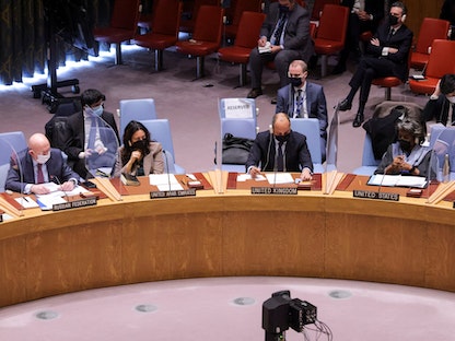 اجتماع مجلس الأمن الدولي حول الوضع بين روسيا وأوكرانيا - نيويورك- 31 يناير 2022 - REUTERS