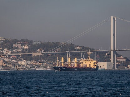 سفينة "Valerio" التي تحمل القمح الأوكراني متجهة إلى إسبانيا، مضيق البوسفور في إسطنبول، تركيا، 2 نوفمبر 2022 - Bloomberg