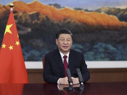 الرئيس الصيني شي جينبينج يتحدث خلال مؤتمر افتراضي لـ "منتدى بوآو لآسيا" في بكين - 20 أبريل 2021 - AP