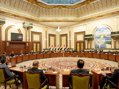 الرئاسات العراقية الثلاث خلال اجتماعها بالقوى السياسية في بغداد. 17 أغسطس 2022 - Twitter@IraqiPMO
