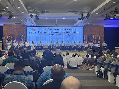 قادة الدول خلال افتتاح منتدى جزر المحيط الهادئ الذي تستضيفه فيجي - 12 يوليو 2022 - Twitter/@FijiPM