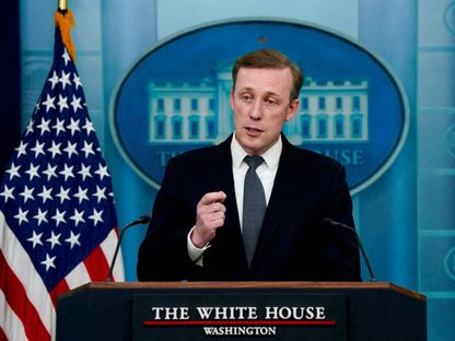 مستشار الأمن القومي بالبيت الأبيض جيك سوليفان يتحدث خلال مؤتمر صحافي في البيت الأبيض في واشنطن، الولايات المتحدة. 24 أبريل 2024 - Reuters