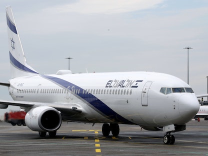 طائرة تابعة لشركة "إل عال" الإسرائيلية في مطار نيس الدولي حجنوب فرنسا - 4 أبريل 2019 - REUTERS
