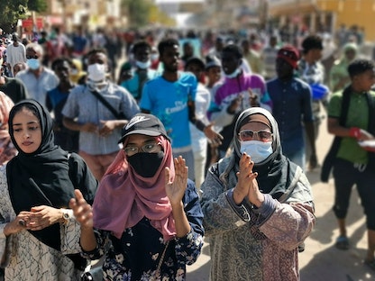 جانب من التظاهرات التي شهدتها العاصمة السودانية الخرطوم. 6 يناير 2022. - AFP