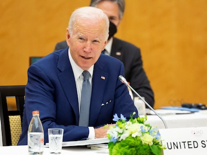 الرئيس الأميركي جو بايدن خلال اجتماع قمة قادة "كواد" في العاصمة اليابانية طوكيو - 24 مايو 2022 - REUTERS